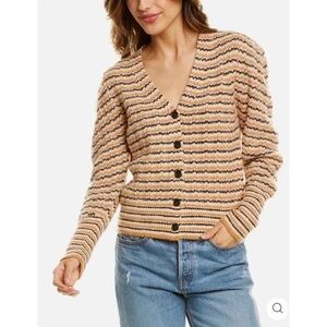 A.L.C. | Rebekah Striped Ribbed Wool-Blend Cardigan Sweater Size Medium